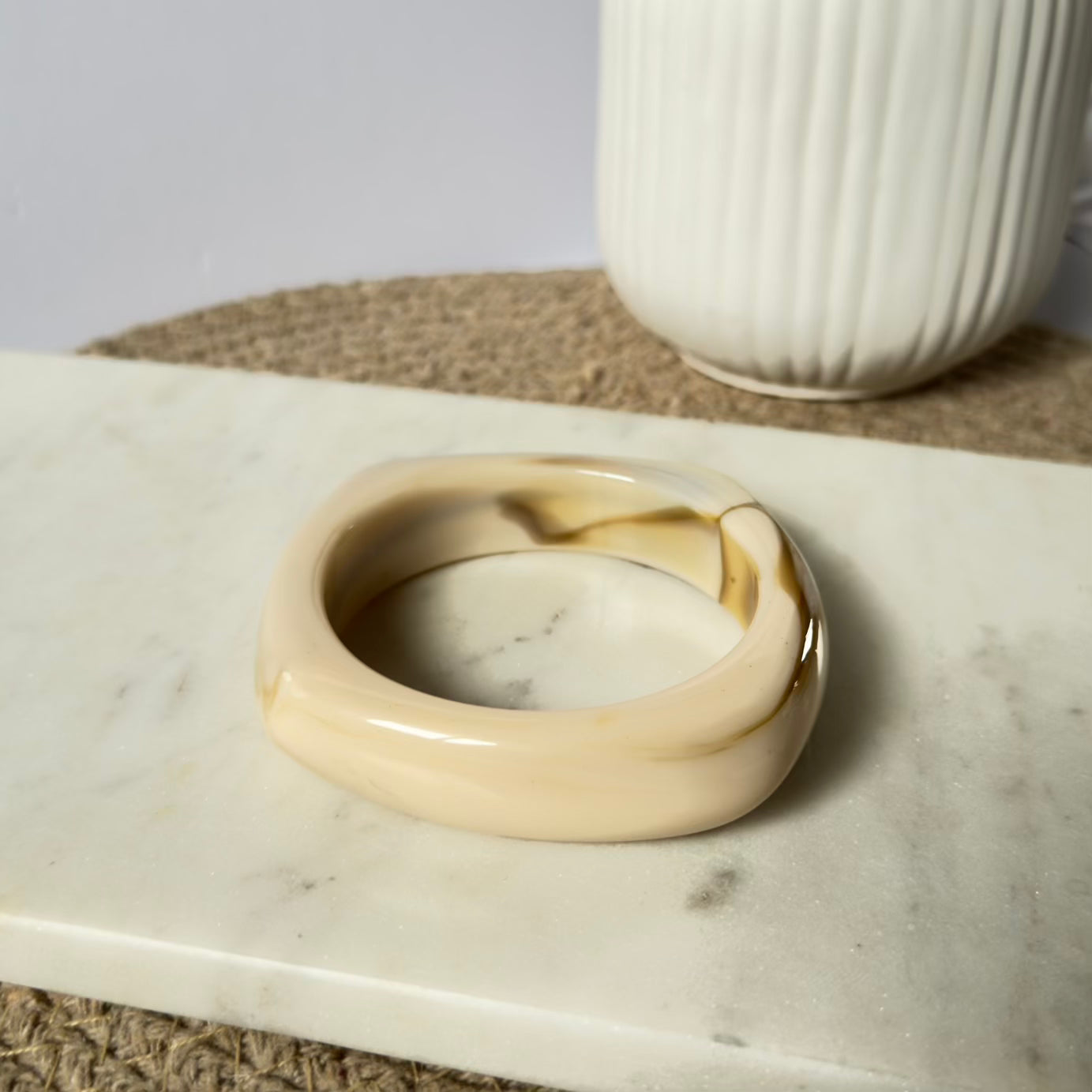 Cream curve bangle