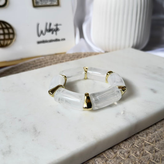 White marble charm stack