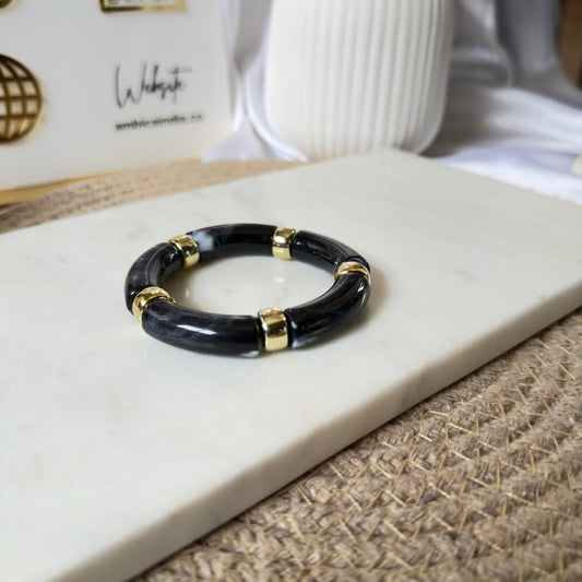 Black marble charm stack