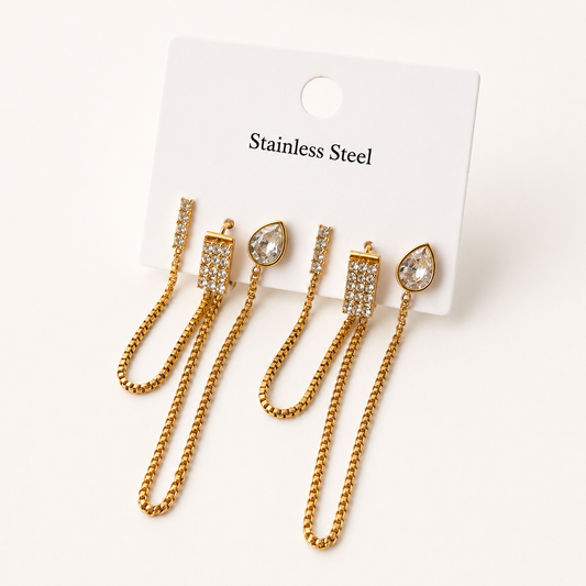 Crystal Drop Piercing Earrings