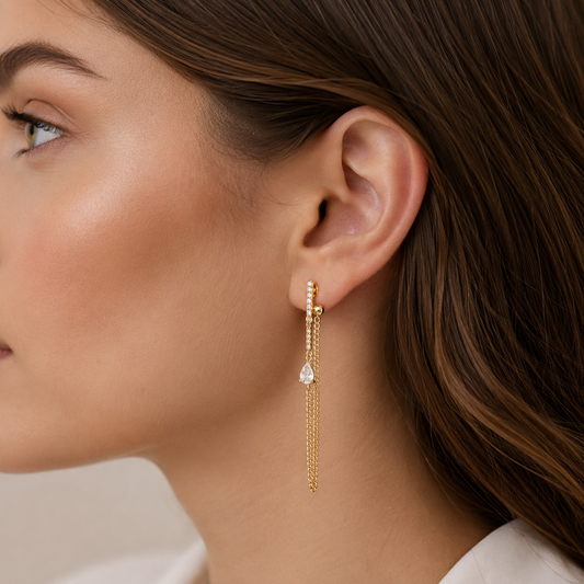 Crystal Link Drop Earrings
