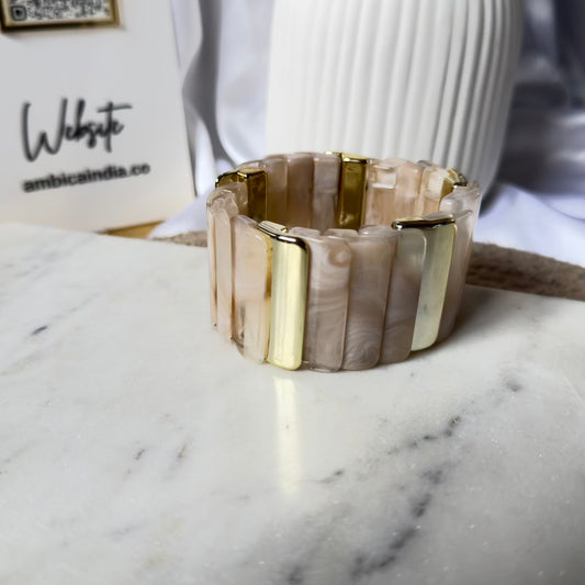 Beige marble charm bracelet