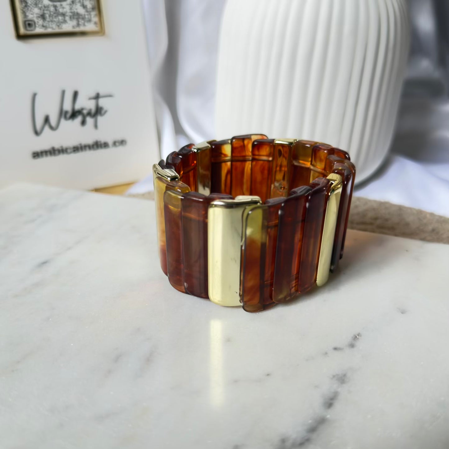 Brown marble charm bracelet