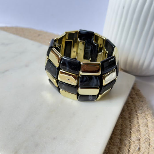 Black Resin Bead Elastic Bracelet