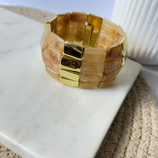 Butterscotch Resin Bead Elastic Bracelet