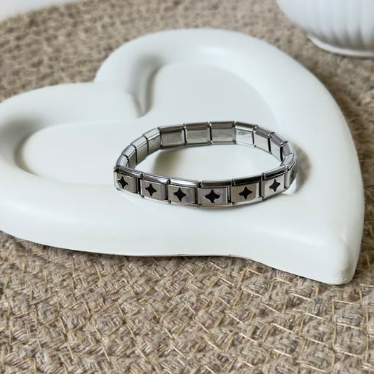 Black round charm bracelet