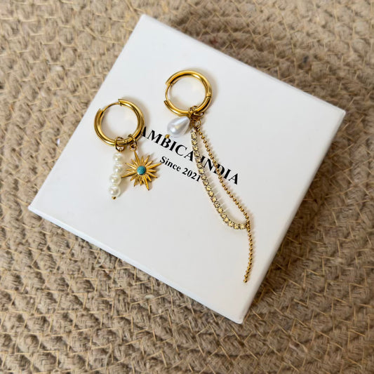 Sunny Pearl Mismatch earrings