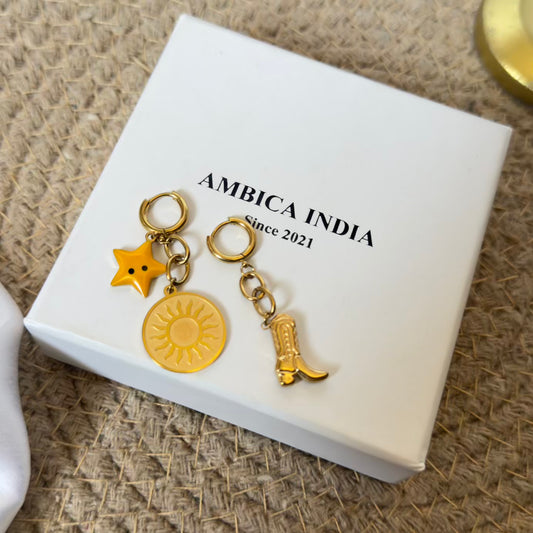 Sun star mismatch earrings