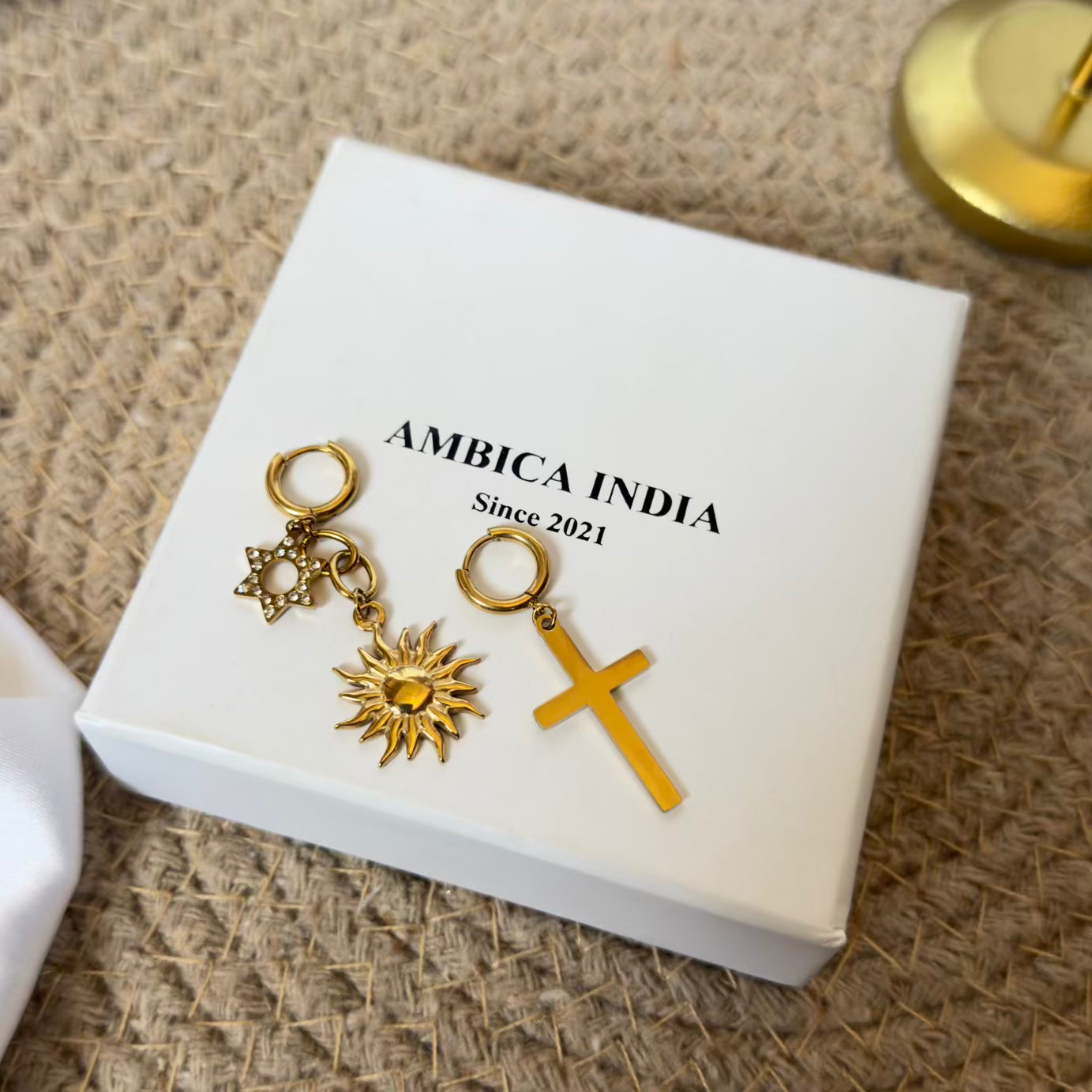 Sun cross mismatch earrings