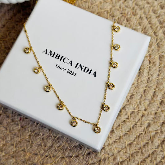 Round white crystal necklace