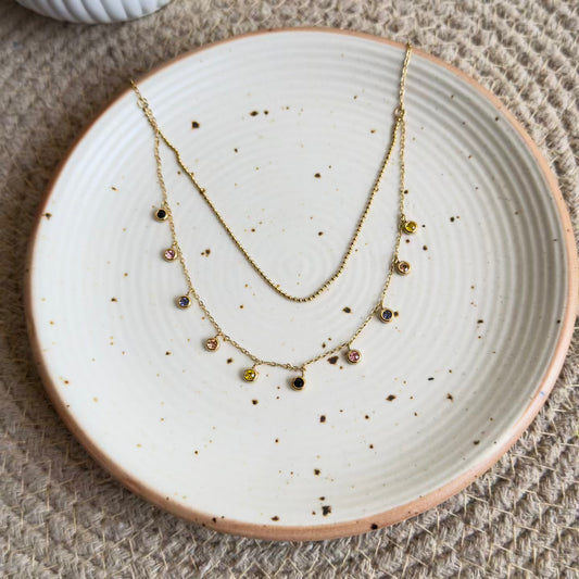 Multicolour crystal necklace