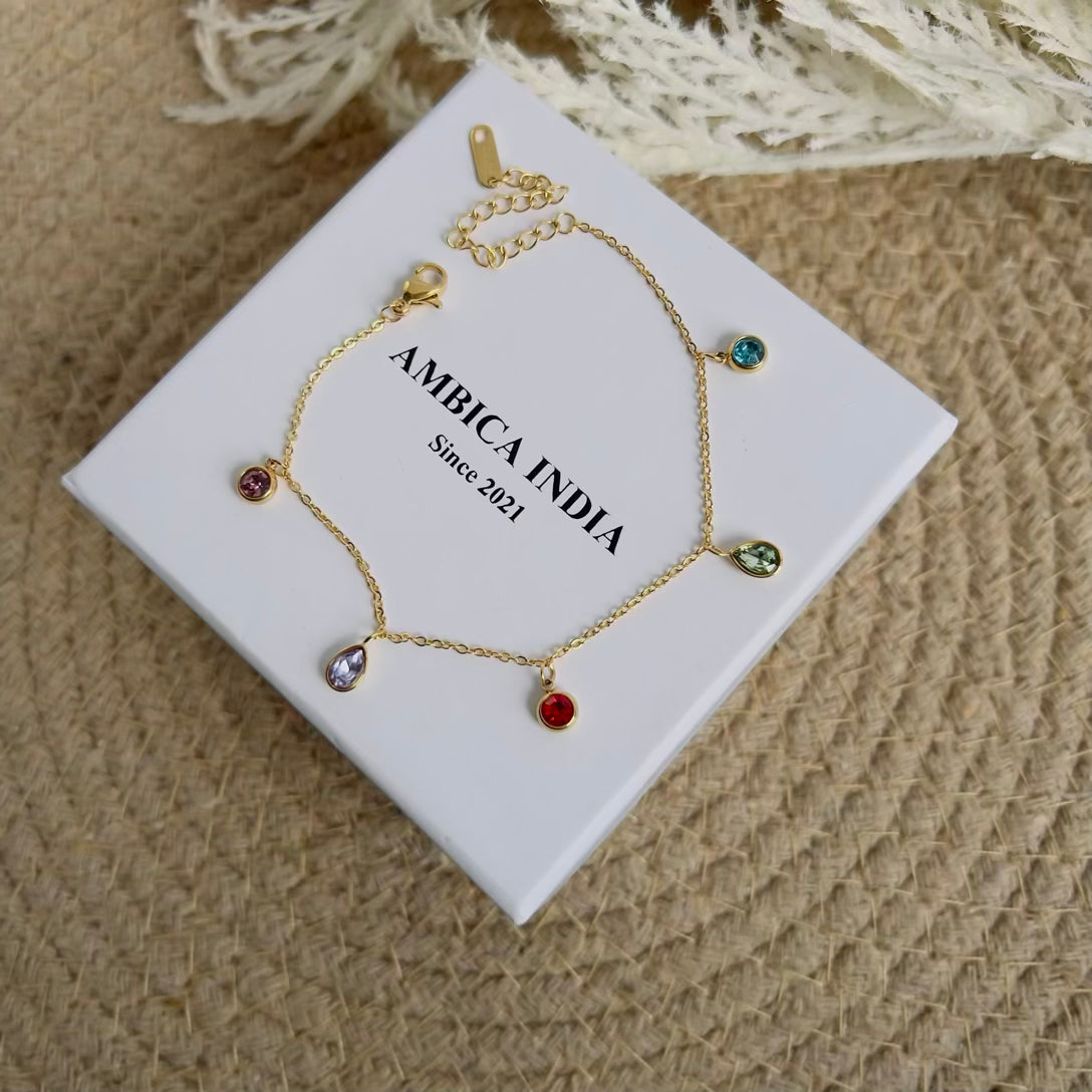 Oval with round multicolour crystal bracelet