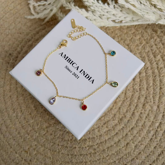 Oval with round multicolour crystal bracelet