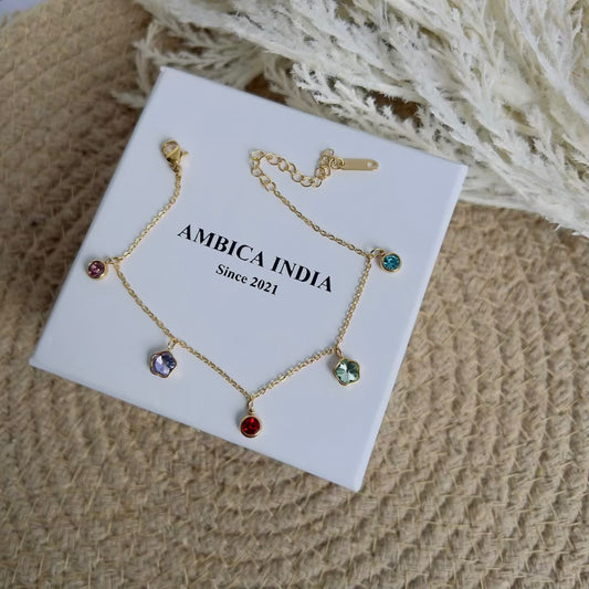 Flower with round multicolour crystal bracelet