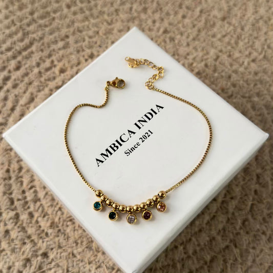 Multicolour crystal anklet