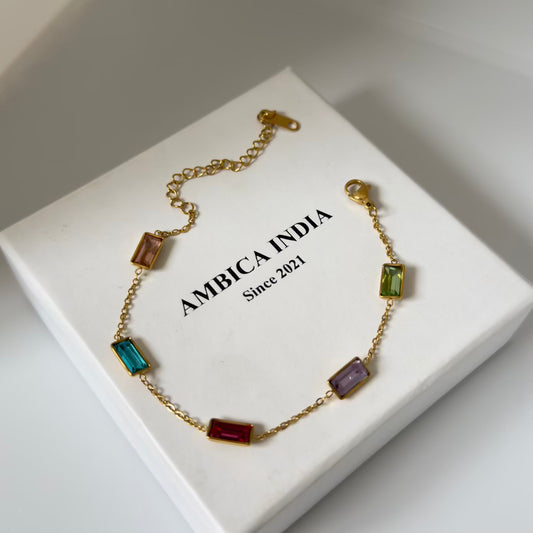 Rectangle multicolour crystal bracelet