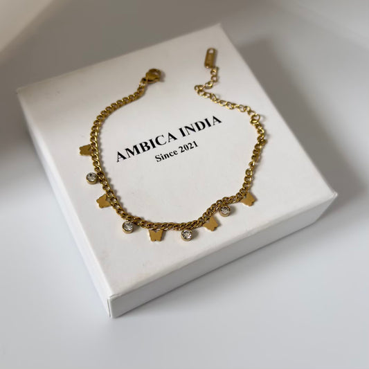 Butterfly with white crystal bracelet