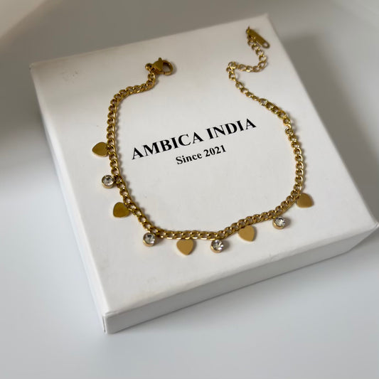 Heart with white crystal bracelet