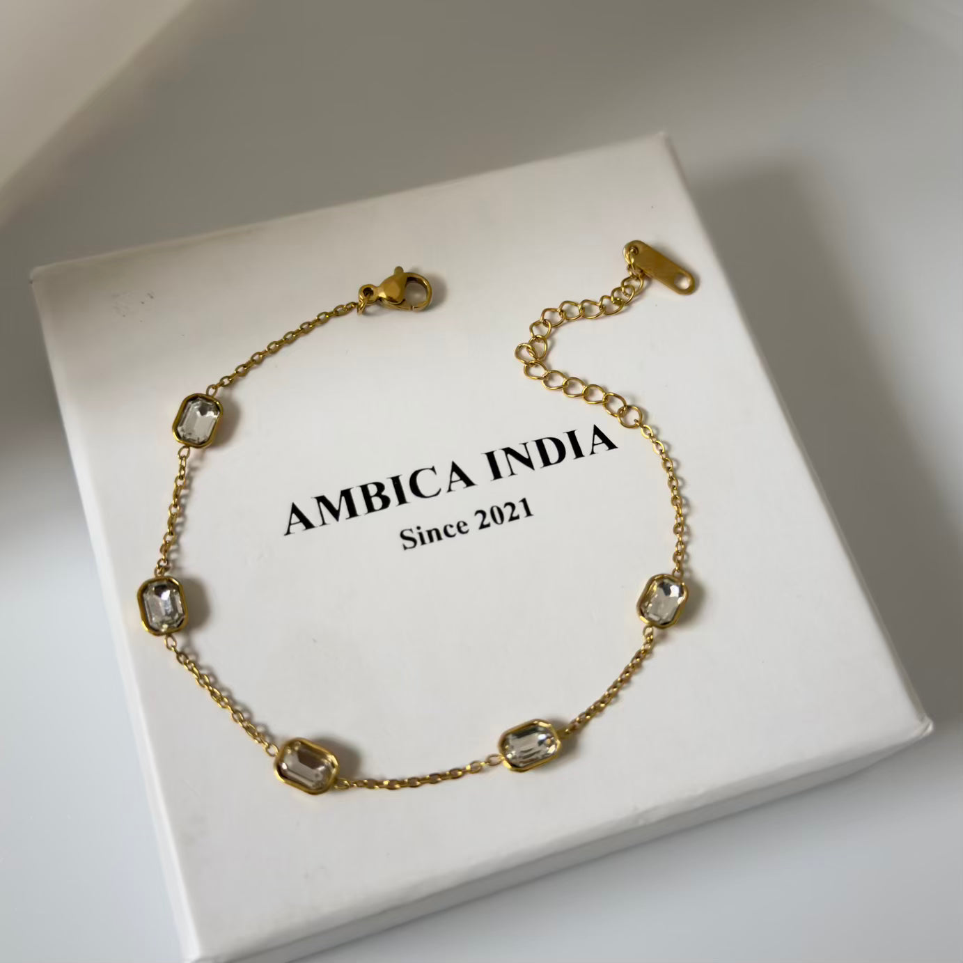 Rectangle white crystal bracelet