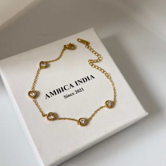 Heart white crystal bracelet