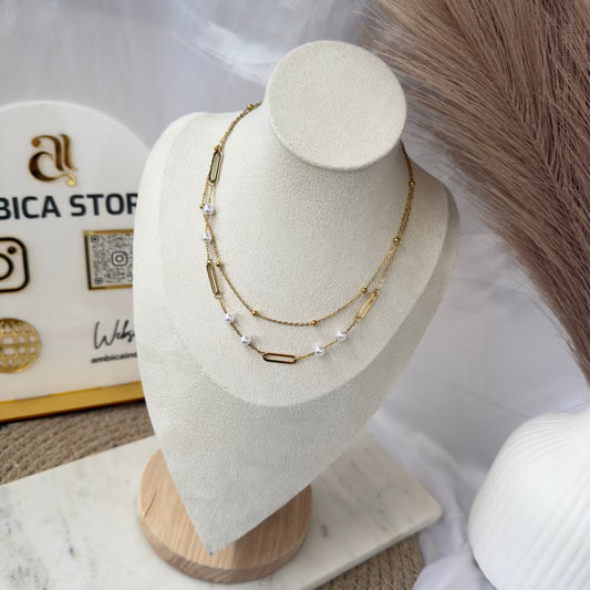 Pearl link layer necklace