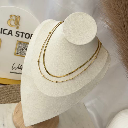 Ball with snake chain layer necklace