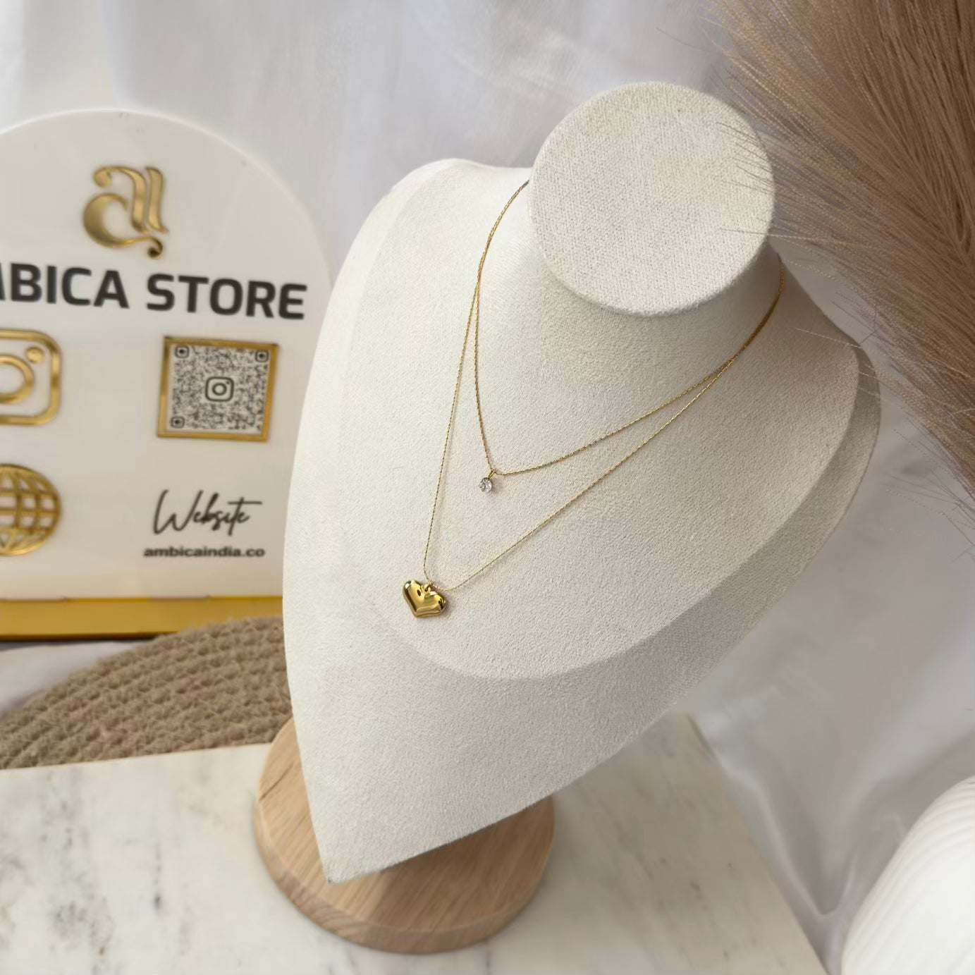 Heart with crystal layer necklace