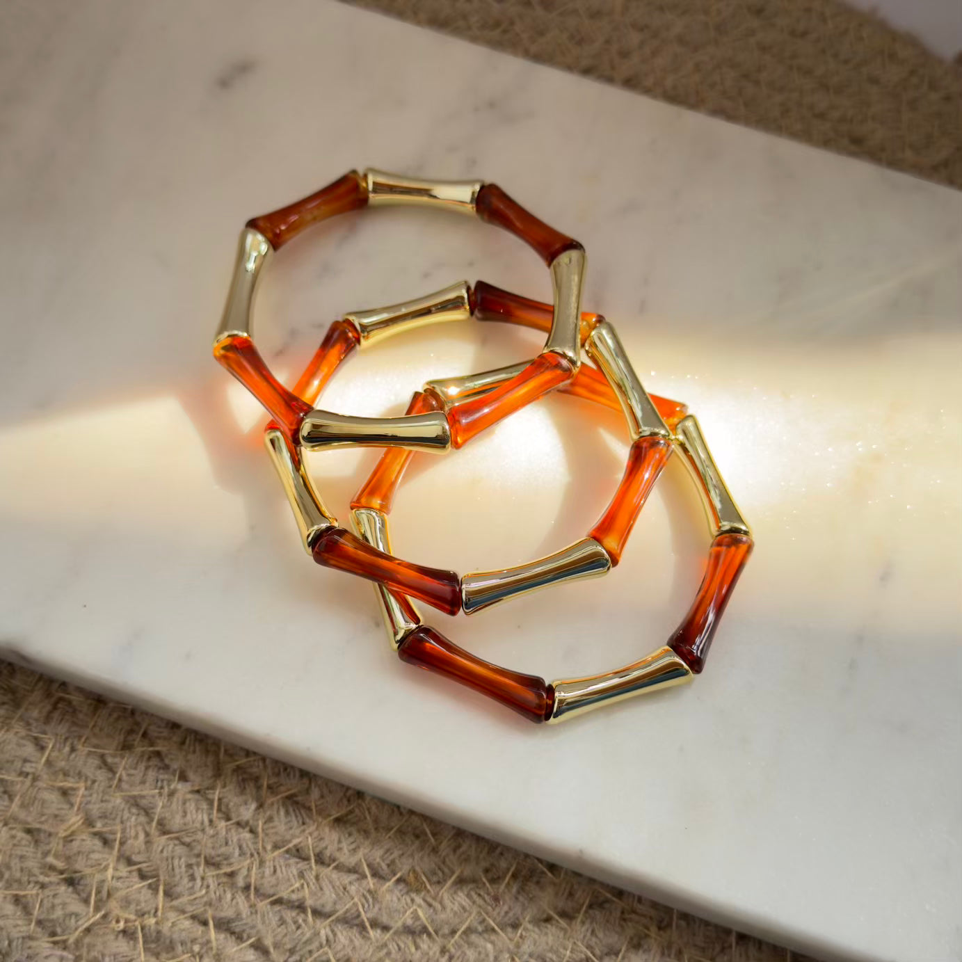 Brown Acrylic stretchy bracelet combo