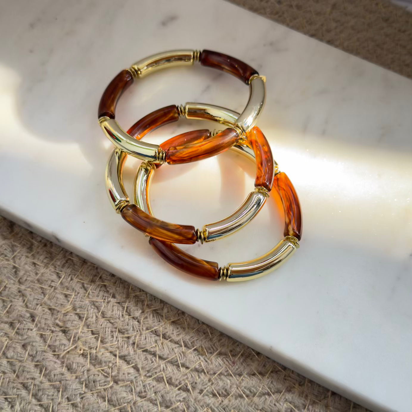 Brown Acrylic stretchy bracelet combo