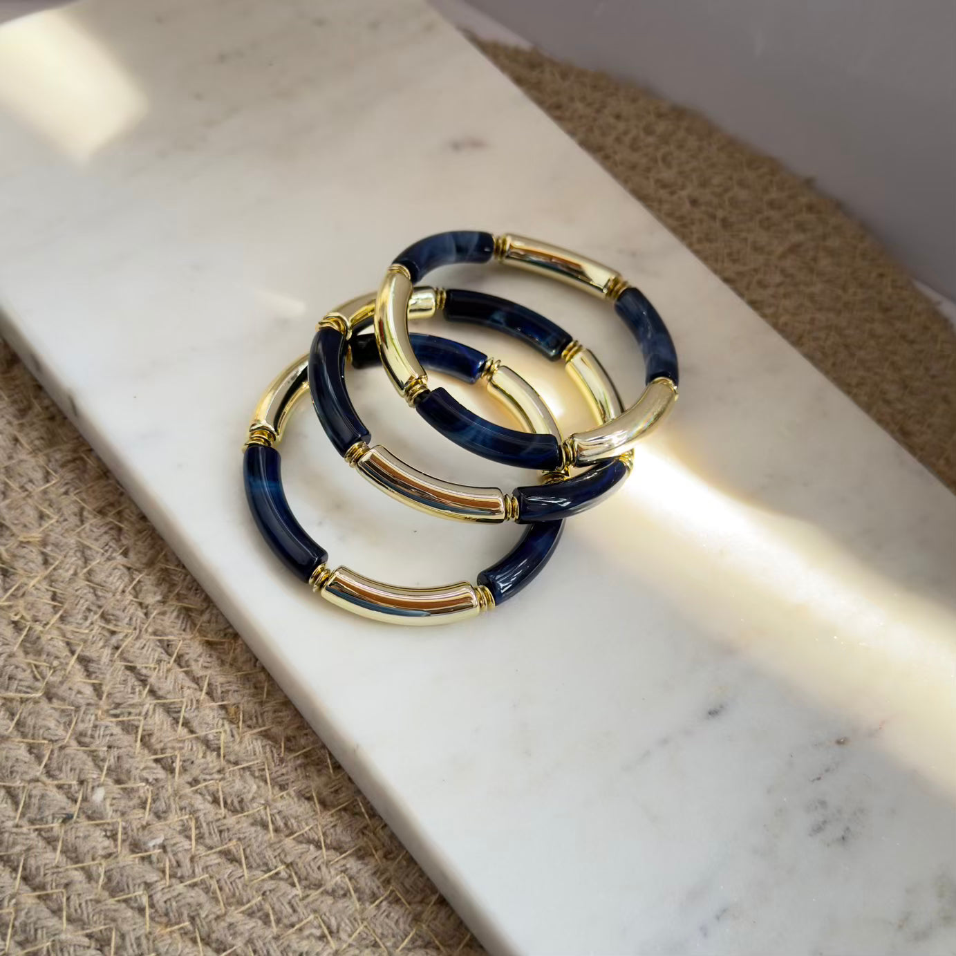 Black Acrylic stretchy bracelet combo