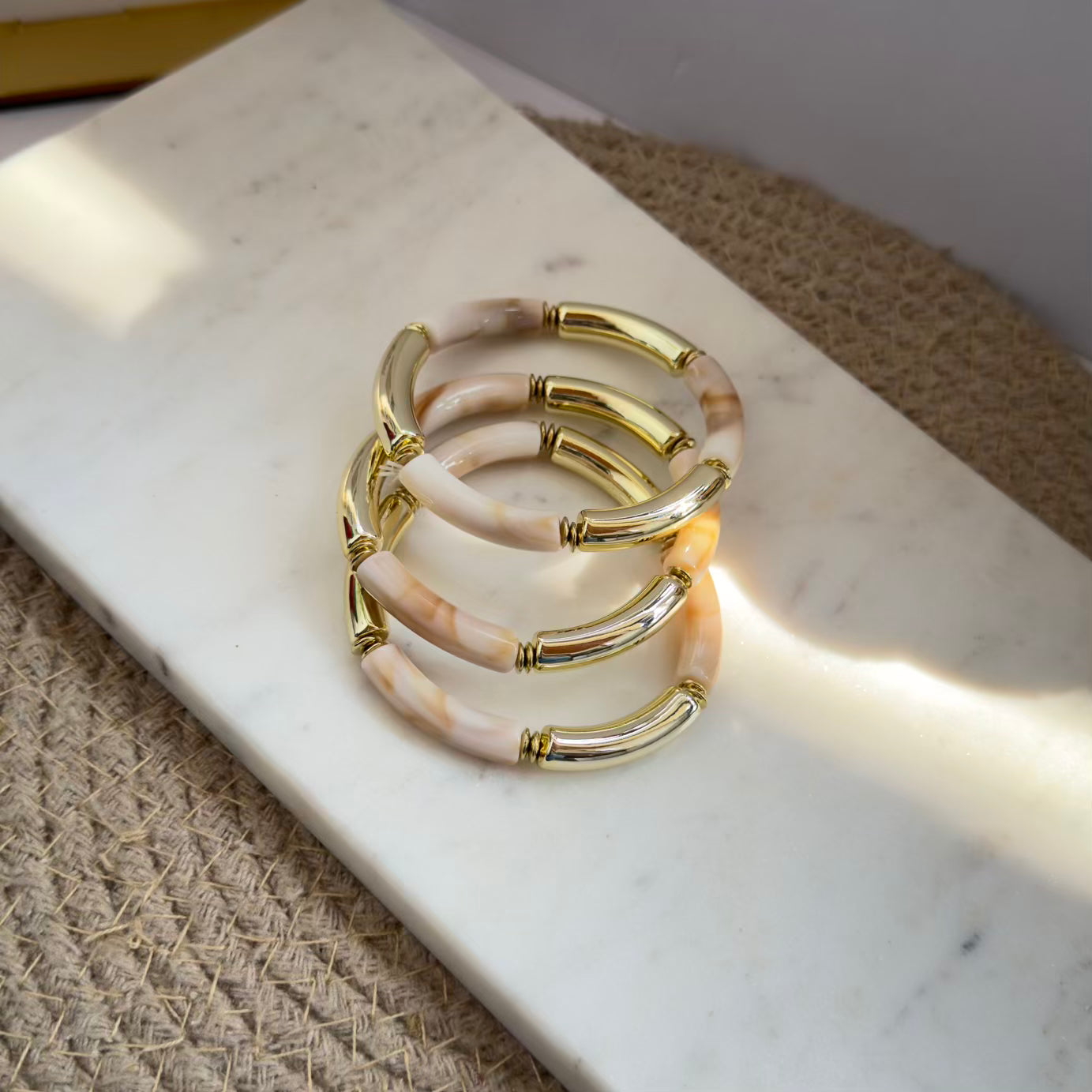 Butterscotch Acrylic stretchy bracelet combo