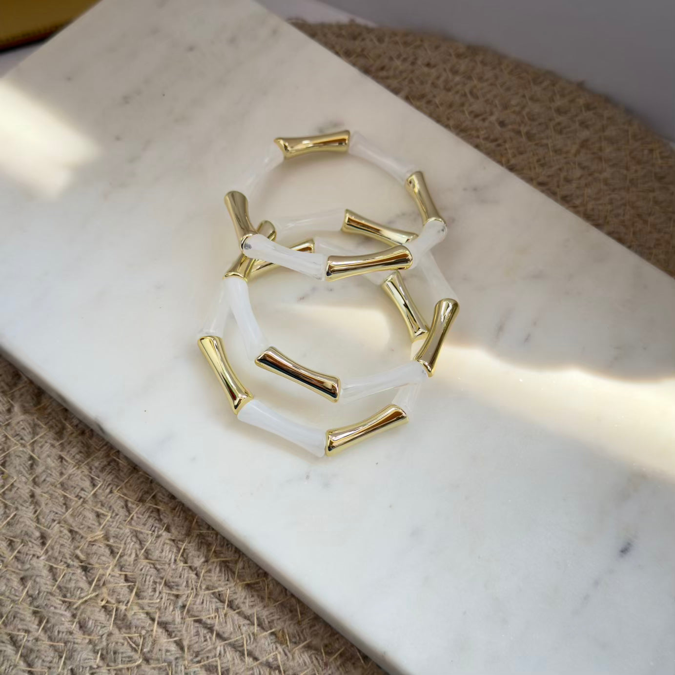 White Acrylic stretchy bracelet combo