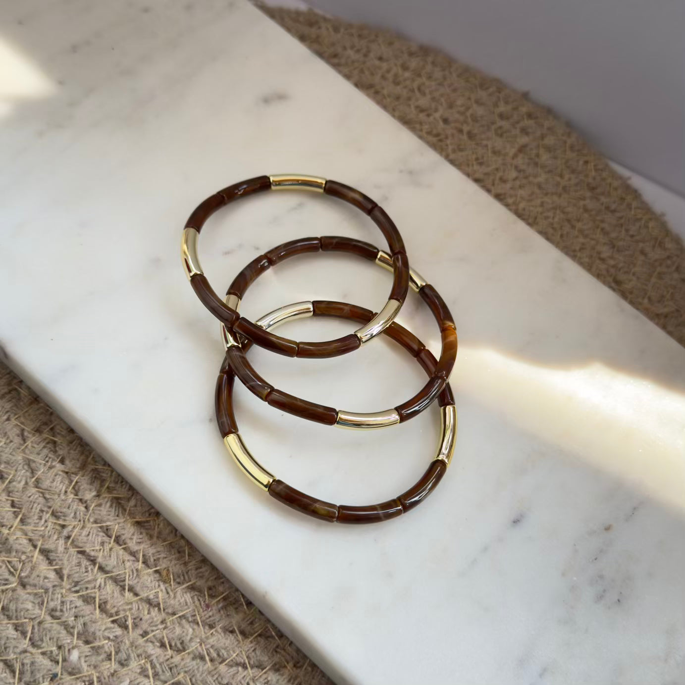 Brown Acrylic stretchy bracelet combo