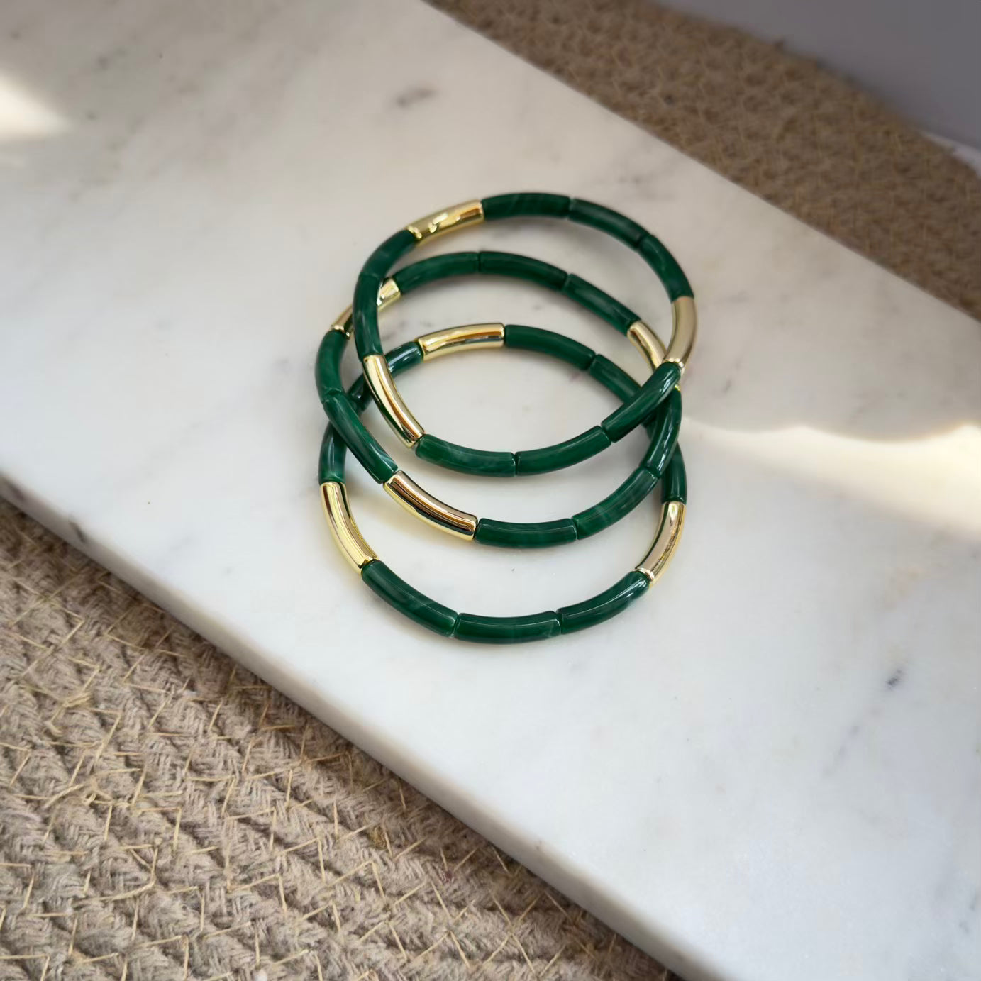 Green Acrylic stretchy bracelet combo