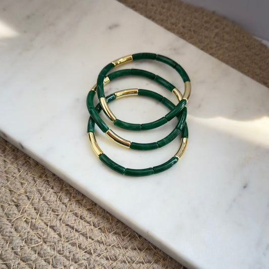 Green Acrylic stretchy bracelet combo
