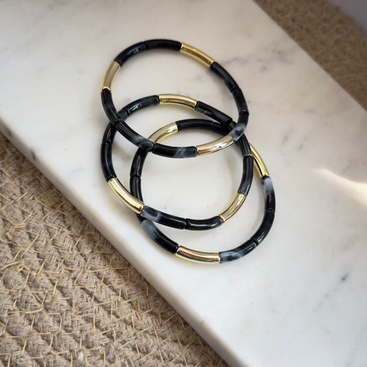 Black Acrylic stretchy bracelet combo