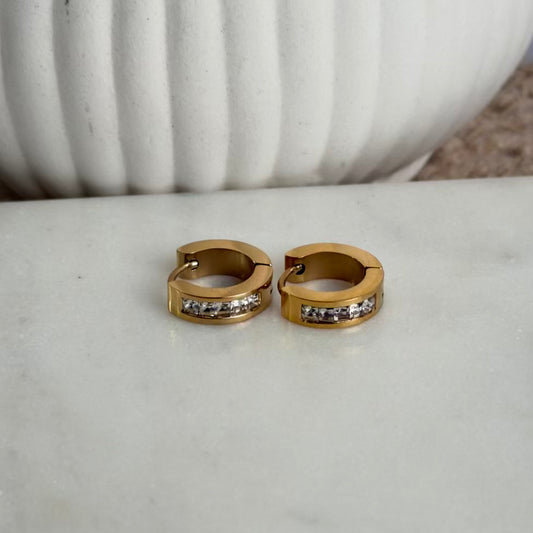 White crystal small hoops