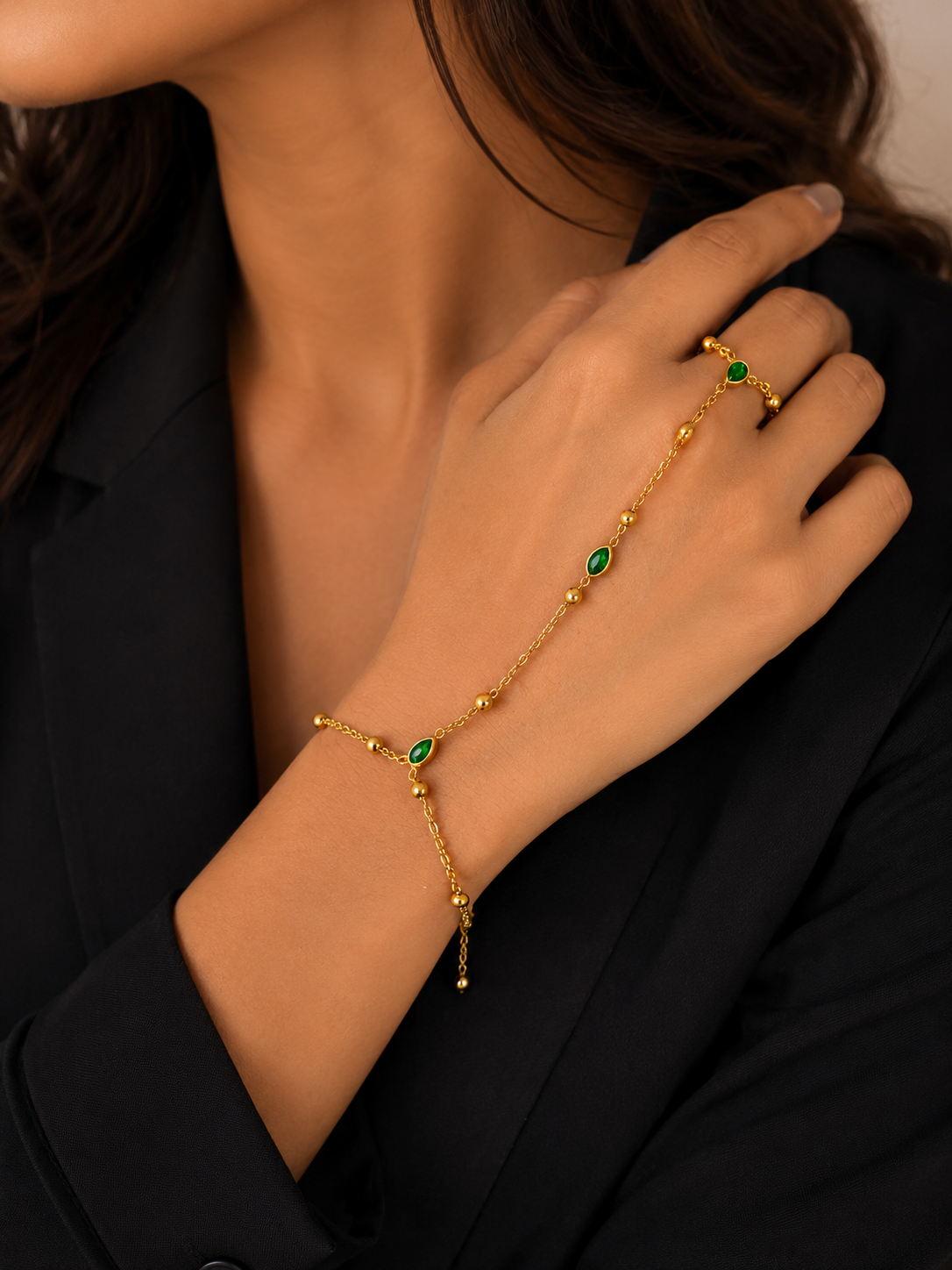 Green crystal hand chain
