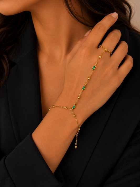 Green crystal hand chain
