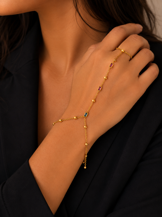 Multicolour crystal hand chain