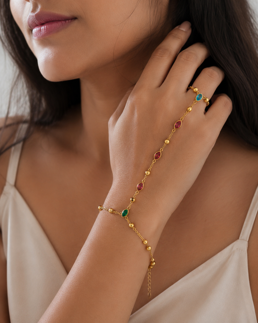 Multicolour crystal hand chain