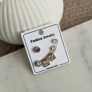 White crystal earrings combo