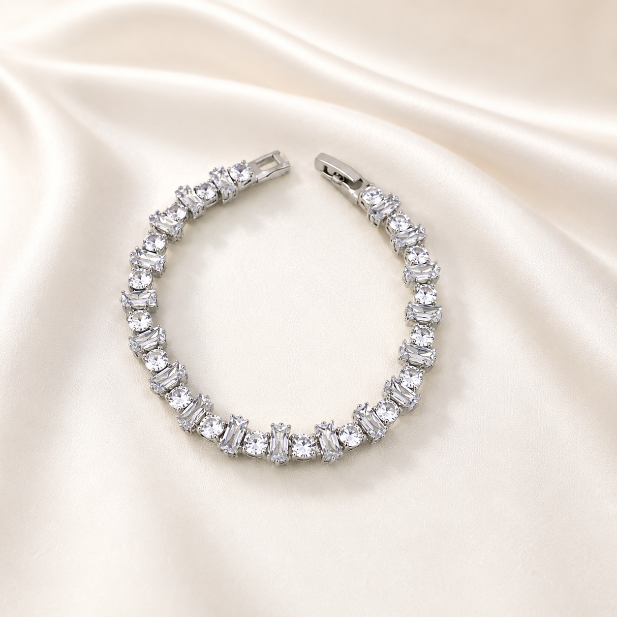 Luxe Sparkle Silver Tennis Bracelet