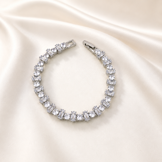 Luxe Sparkle Silver Tennis Bracelet