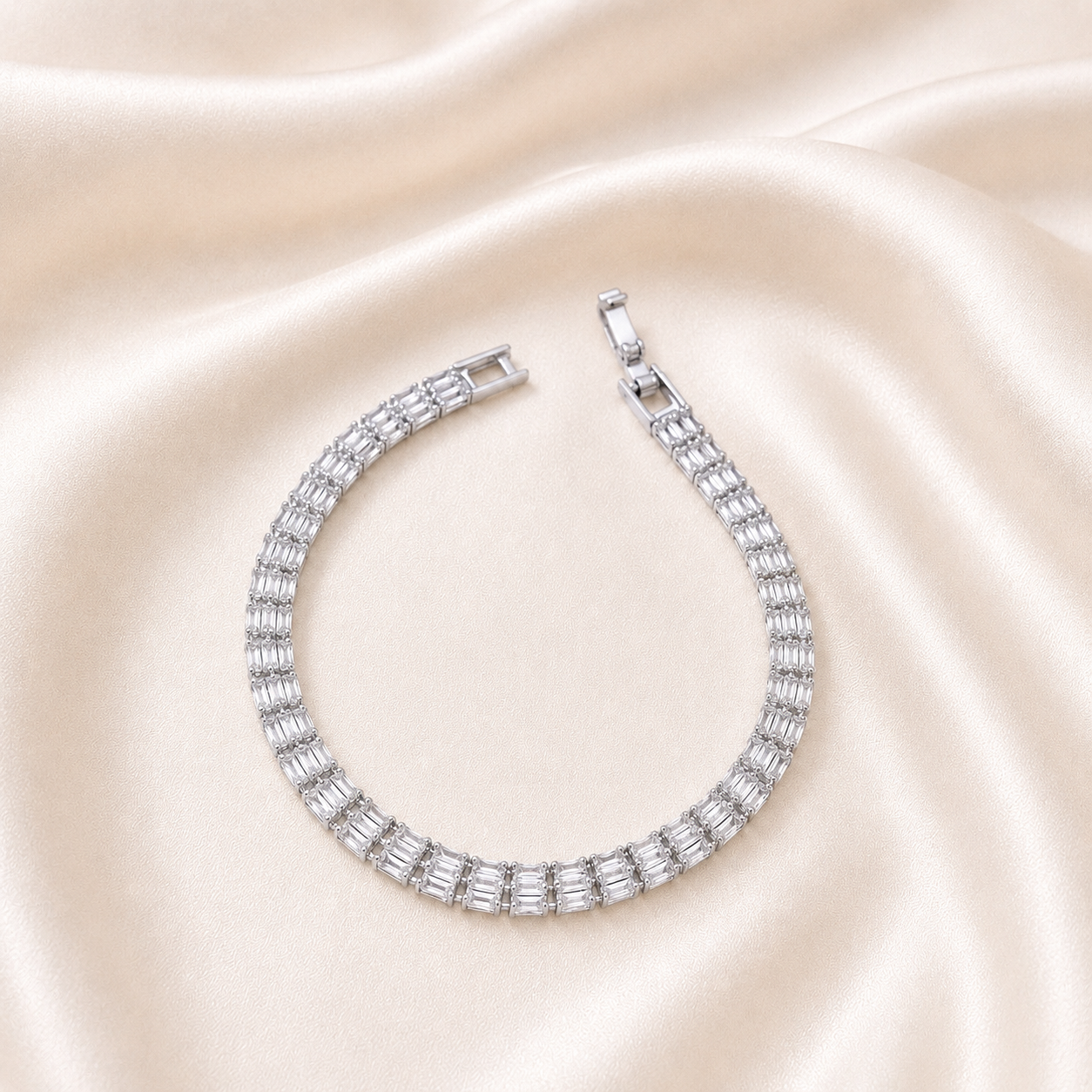 Crystal Baguette Silver Tennis Bracelet