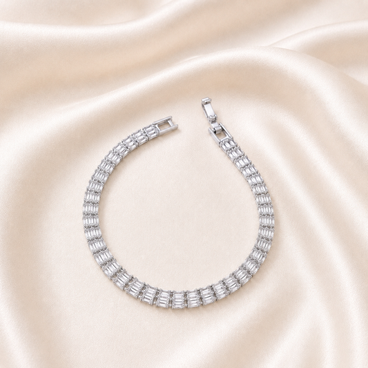Crystal Baguette Silver Tennis Bracelet