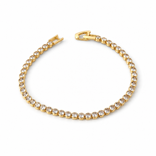Tiny Round Gold Tennis Bracelet