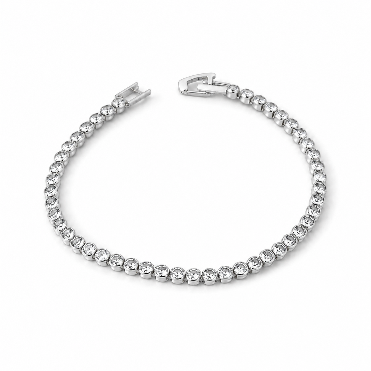 Tiny Round Silver Tennis Bracelet