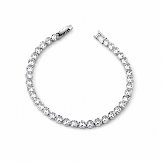 Round Tennis Silver Bracelet