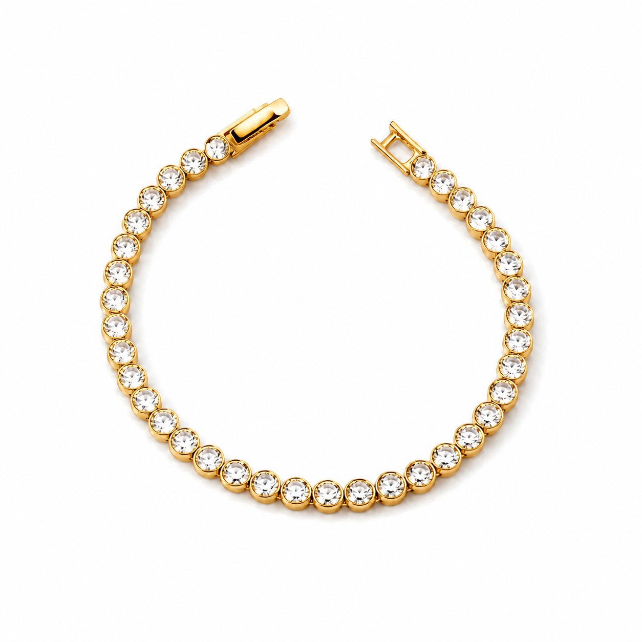 Round Tennis Gold Bracelet